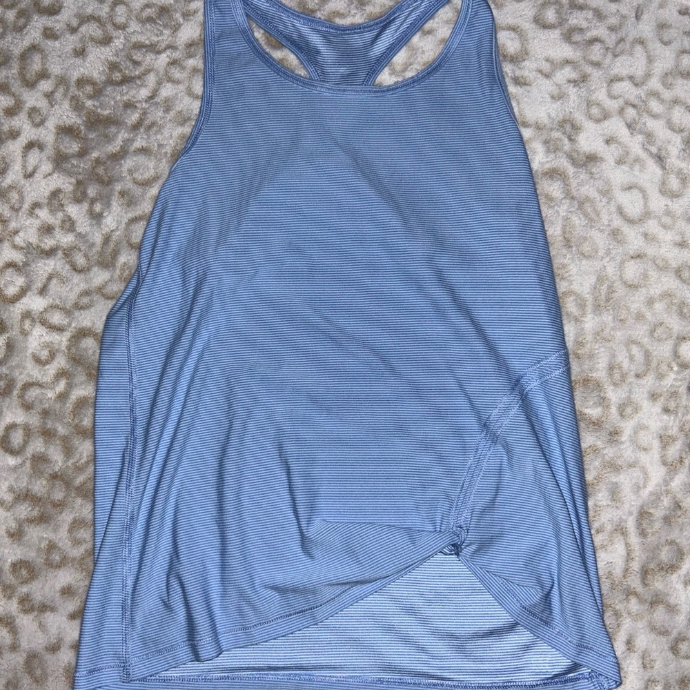 All in Motion Blue Cut Out Tie Front Tank Top